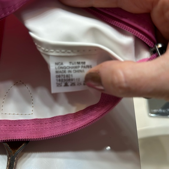 LongChamp LE Pliage Pink Small Nylon Canvas & Leather Trim Tote Travel Bag π - Picture 17 of 17